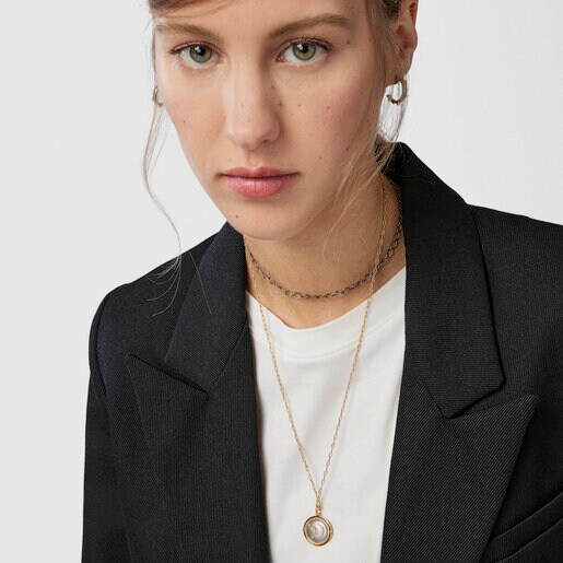 Dark silver Magic Nature moon Pendant with diamonds