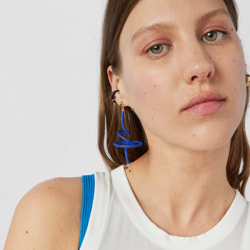 Blue bear spiral and silver vermeil TOUS St. Tropez Caucho 1/2 Earring