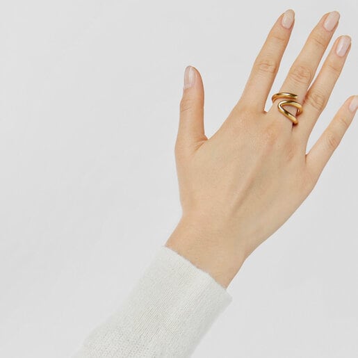 Silver vermeil Bent Open ring