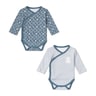 Pack of wrap-over baby bodysuits in Soft navy blue