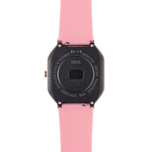 Montre smartwatch avec bracelets en nylon et en silicone rose B-Connect