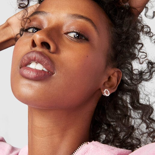 Aretes pequeños Straight disco de Plata