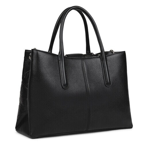 Large black Leather TOUS Icon City bag