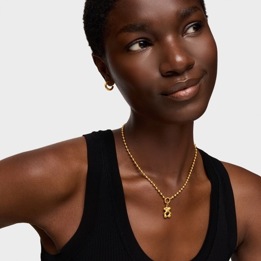 Dije con baño de oro 18 kt sobre plata y ónix TOUS Sweet 40s