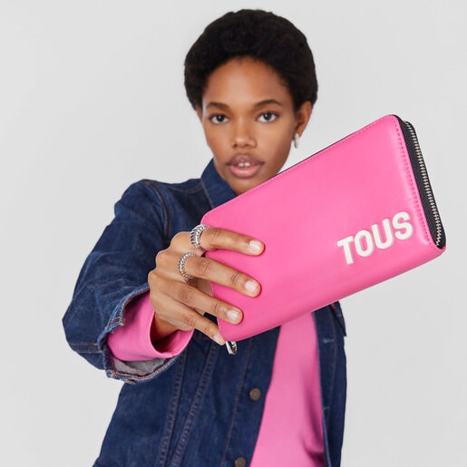 Fuchsia-colored Hanging wallet with cellphone case TOUS Carol