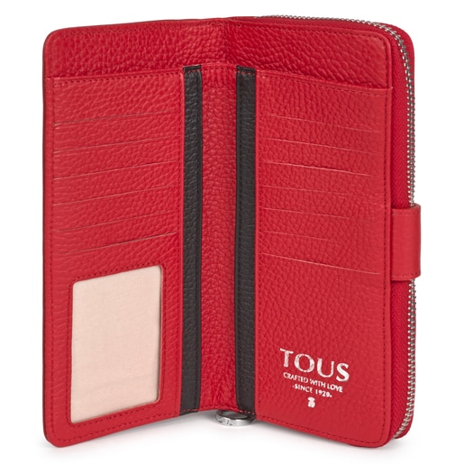 Medium red leather Tous Script wallet