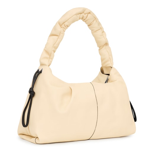Large beige leather TOUS Soft One-shoulder bag | TOUS