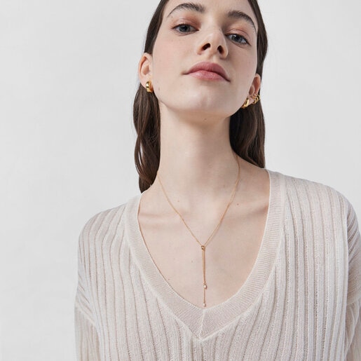 Silver Vermeil Nenufar petal Necklace with Pearl