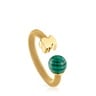 Anillo abierto de acero dorado y malaquita Icon Mesh