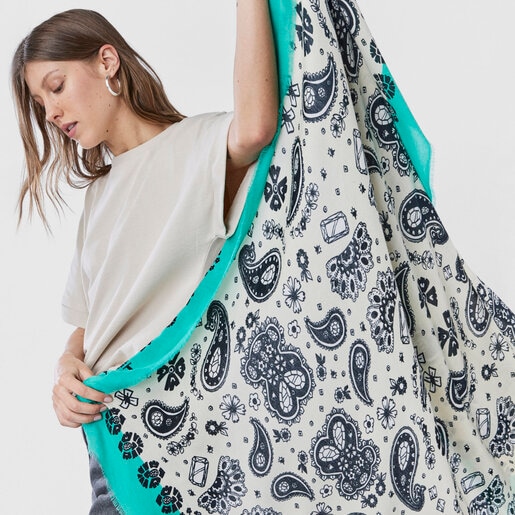 צעיף בנדנה TOUS Gems גדול לבן