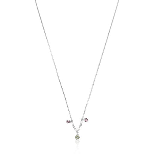 Silver TOUS New Motif Necklace with gemstones and pearls