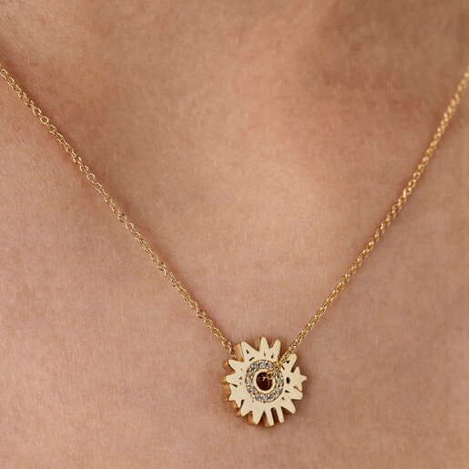 Zlatý náhrdelník TOUS Crossword Mama s diamanty