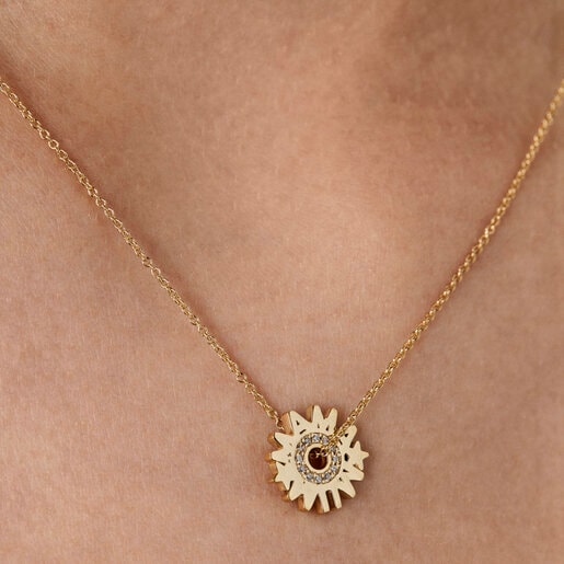 Gold TOUS Crossword Mama Necklace with diamonds