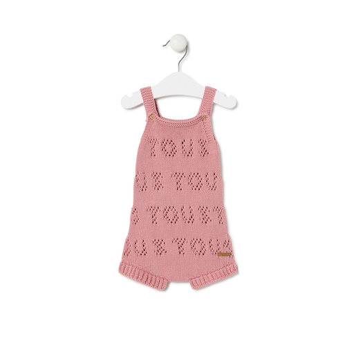 Knitted baby romper in Tricot TOUS logo pink