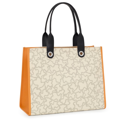 Large beige and mustard-colored Amaya Kaos Icon Shopping bag