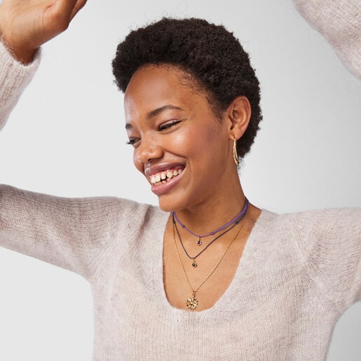 TOUS Magic Nature Necklace with amethyst and lilac cord | Plaza Las Americas