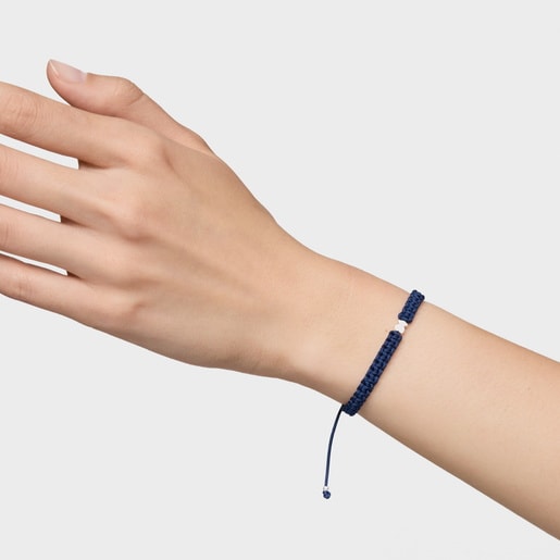 Pulsera oso de plata y nylon verde TOUS Motivos