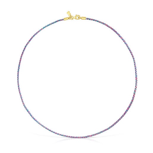 Collaret de fil trenat rosa i blau amb tanca amb bany d'or 18 kt sobre plata Effecttous