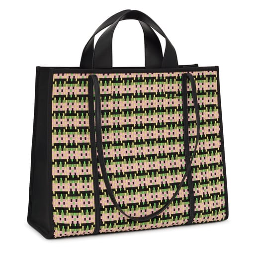 Large black TOUS Amaya Braided Shopping Bag | TOUS