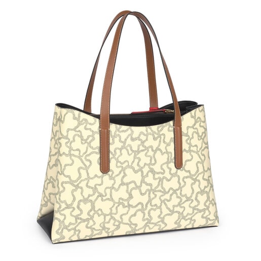 Large Kaos Icon Multi Beige - Red Shopping Bag | TOUS