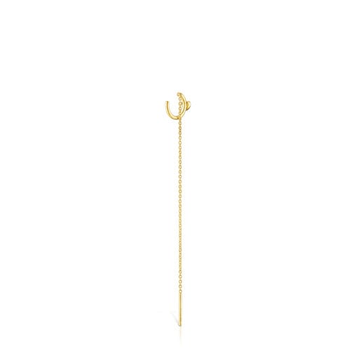 Gold TOUS Cool Joy heart charm Earring with chain