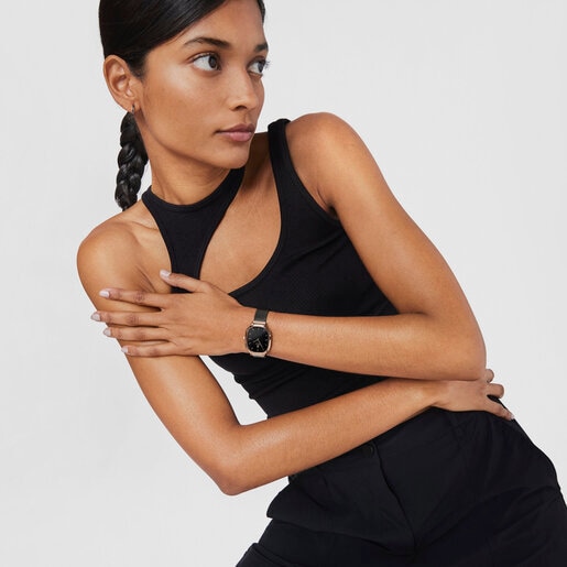 Reloj analógico Heritage de acero IP rosado/IP negro