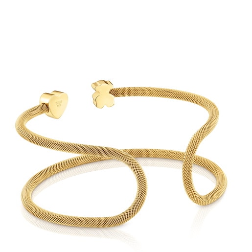 Double Bangle with 18kt gold plating over silver Icon Mesh