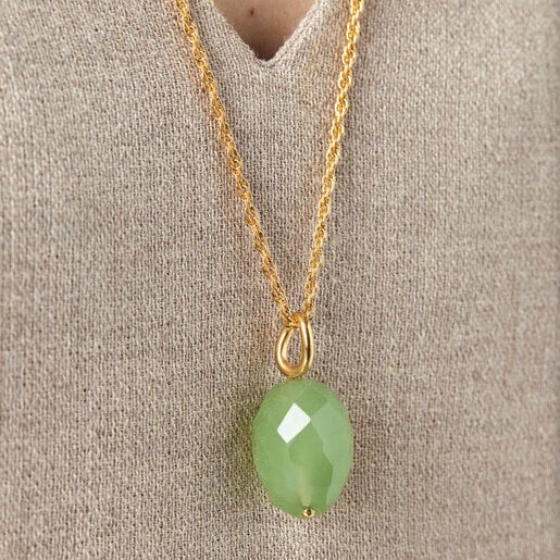 Silver vermeil Hav Pendant with chrysoprase