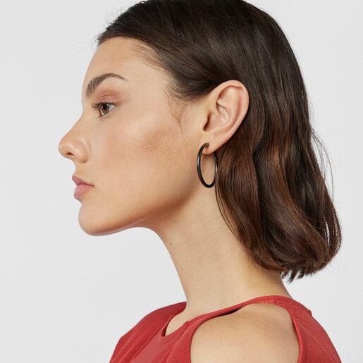 Aretes grandes TOUS Basics de Plata Dark Silver