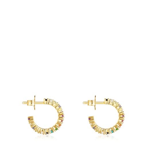 Silver Vermeil Straight Color Hoop Earrings with Gemstones | TOUS