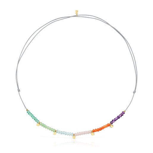 Short cord Necklace with gold and chalcedony motifs TOUS Balloon | TOUS