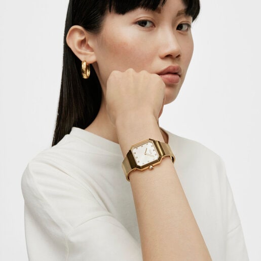 Karat Squared Analogue watch with gold-colored IPG steel wristband