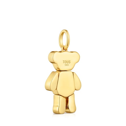 Dije oso con baño de oro 18 kt sobre plata y gemas Teddy Bear