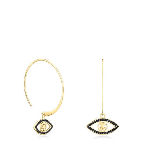 Short Silver Vermeil TOUS Good Vibes eye Earrings with Spinels | TOUS