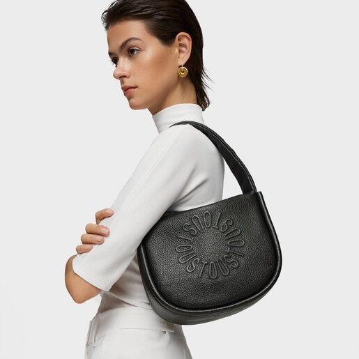 Sac à bandoulière en cuir noir petit TOUS Miranda