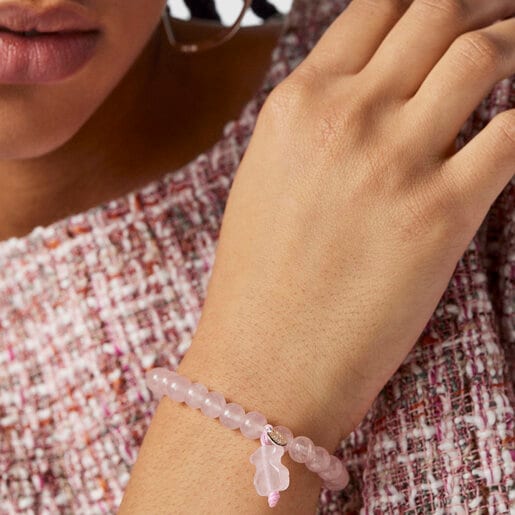 Silver TOUS Color Bracelet with pink quartz