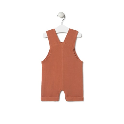 Piqué fabric baby romper in Classic brick red