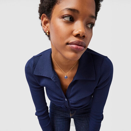 ペンダント  Magic Nature  ディスク  12mm　イエローゴールドコーティング　ラピスラズリ　