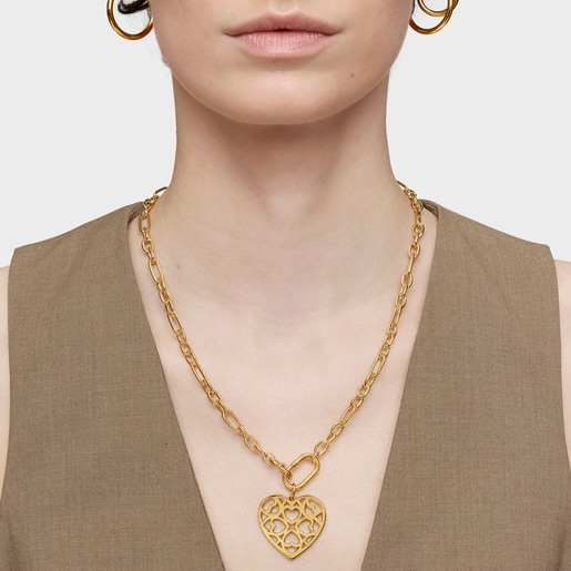 Short Necklace with 18kt gold plating over silver with ring Hold Oval