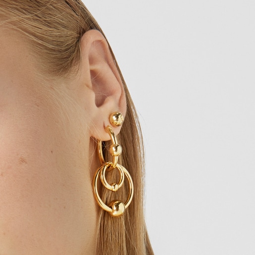 Silver vermeil Plump Double circle earrings