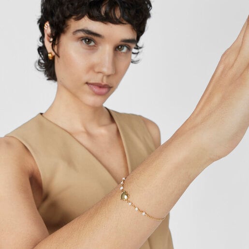 Silver vermeil heart Bracelet San Valentín with cultured pearls