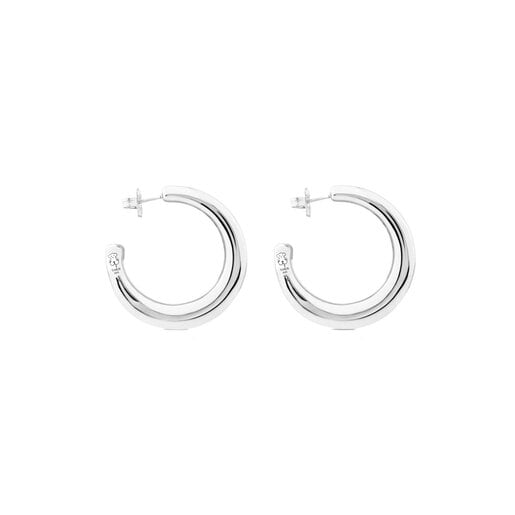 Silver Warm Hoop earrings | TOUS