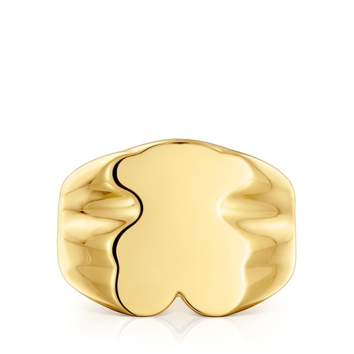 19 mm bear Signet ring with 18 kt gold plating over silver Sweet Dolls