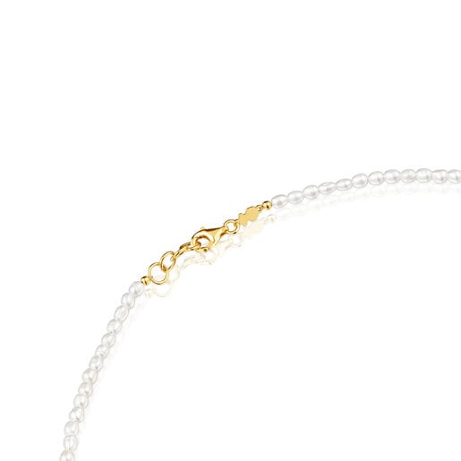 Naszyjnik choker wykonany ze srebra pokrytego 18-karatowym złotem, z perłami hodowanymi, z kolekcji Gloss