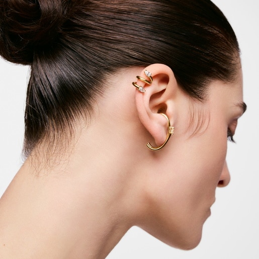 أصفاد أذن من الفضة المطلية بالذهب عيار 18 قيراطًا والمرصعة بالماس المُصنع في المختبر من التشكيلة Lio LGD