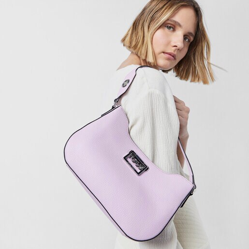 Sac porté épaule en cuir mauve TOUS Legacy