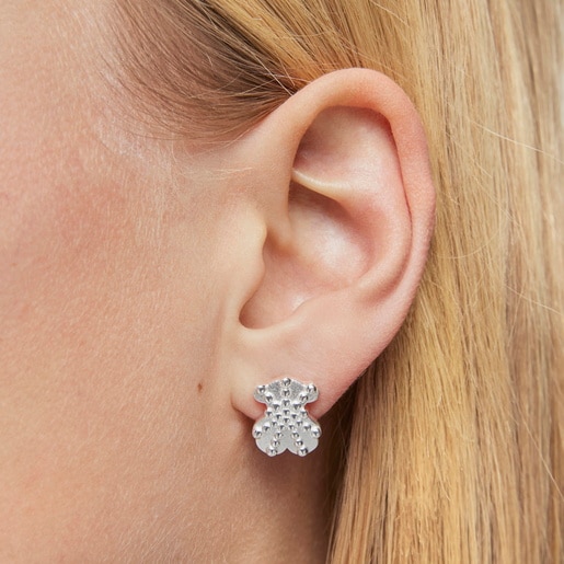 עגילי דובון TOUS Grain קטנים מכסף