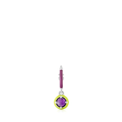 Silver TOUS Vibrant Colors Hoop earring with amethyst and enamel | TOUS