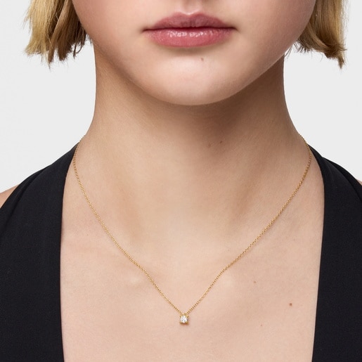 שרשרת Color Pills קצרה מכסף בציפוי זהב 18 קראט עם יהלום מעבדה