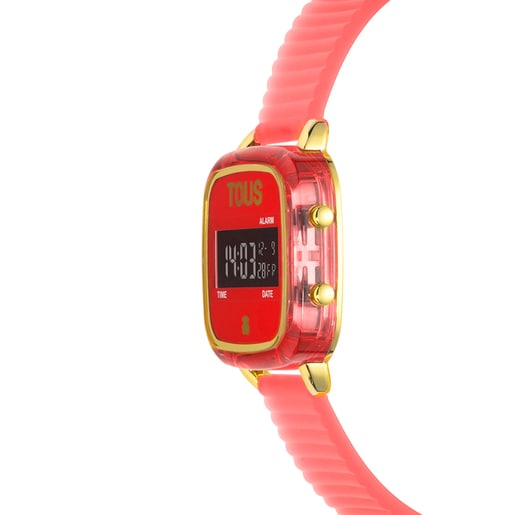 Montre numérique en polycarbonate rouge avec bracelet en silicone D-Logo Fresh